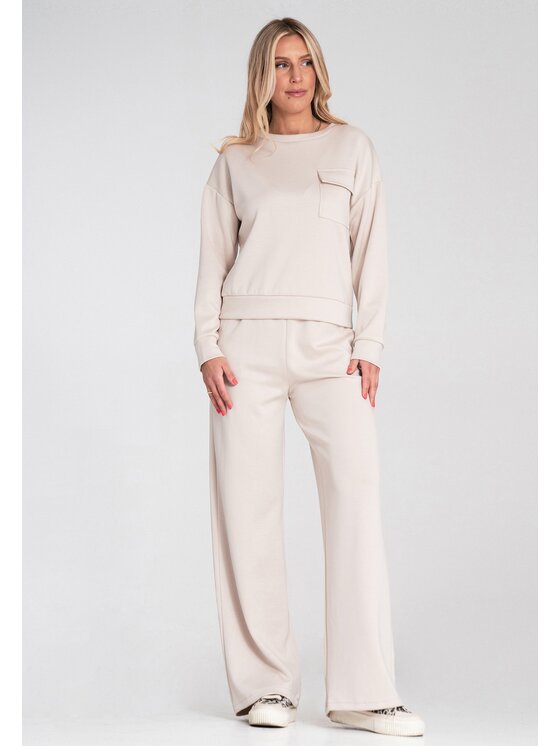 FIGL FIGL Bluza M1202 Beżowy Regular Fit
