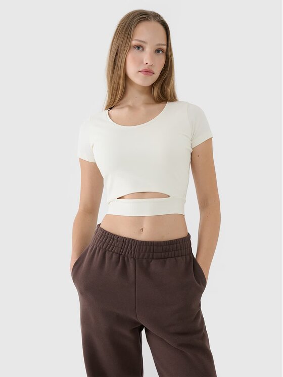 4F 4F T-shirt 4FRSS25TTSHF2695-11S Bianco Cropped Fit