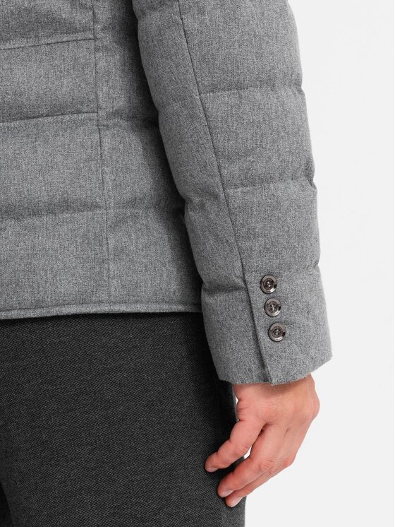 Ombre Ombre Kurtka zimowa OM-JALP-0170 Szary Regular Fit
