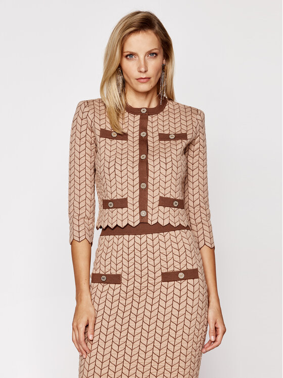 Elisabetta Franchi Elisabetta Franchi Kardigán MK-63S-06E2 Barna Slim Fit