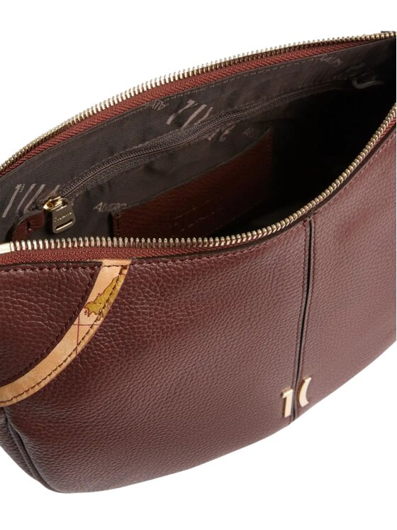 Alviero Martini Alviero Martini Borsa Castle Leather tracolla a mezzaluna Nera Marrone