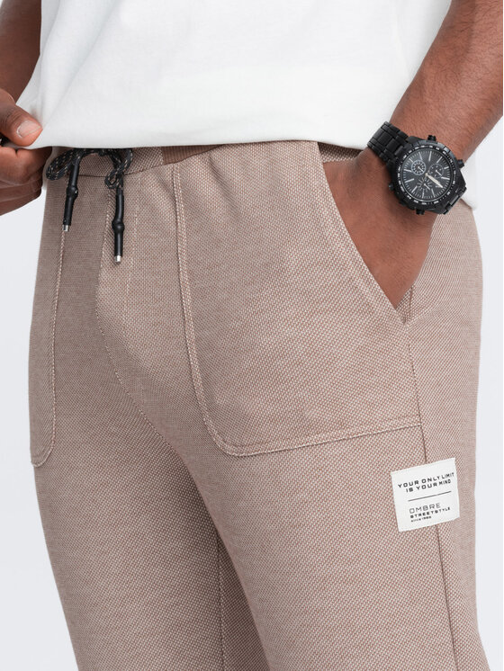 Ombre Ombre Spodnie dresowe OM-PASK-0211 Brązowy Regular Fit