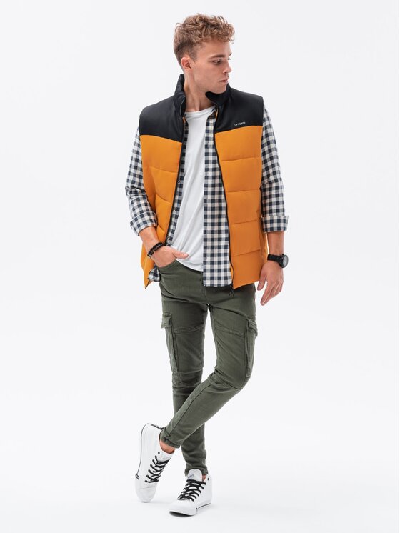 Ombre Ombre Zimní bunda V36 Žlutá Regular Fit