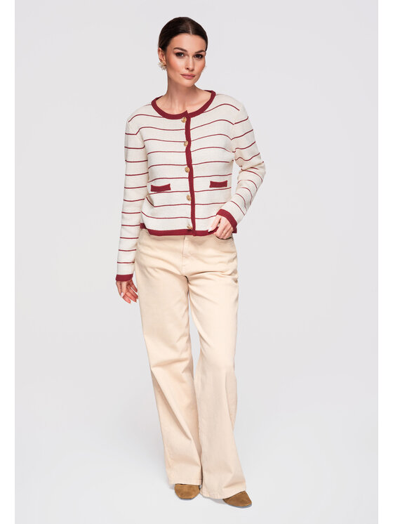 Ombre Ombre Kardigan OW-SWCD-0101 Bordowy Regular Fit