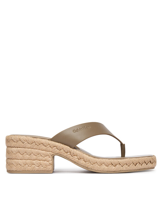 Calvin Klein Calvin Klein Žabky Block Heel Espa 50 Thong Lth HW0HW02902 Hnedá