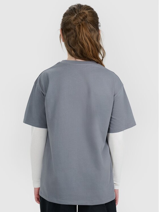 4F 4F T-Shirt 4FJWAW25TTSHF2387-23S Szary Oversize