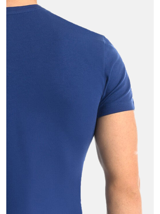Teyli Teyli T-Shirt męski bawełniany Dany Niebieski Classic Fit