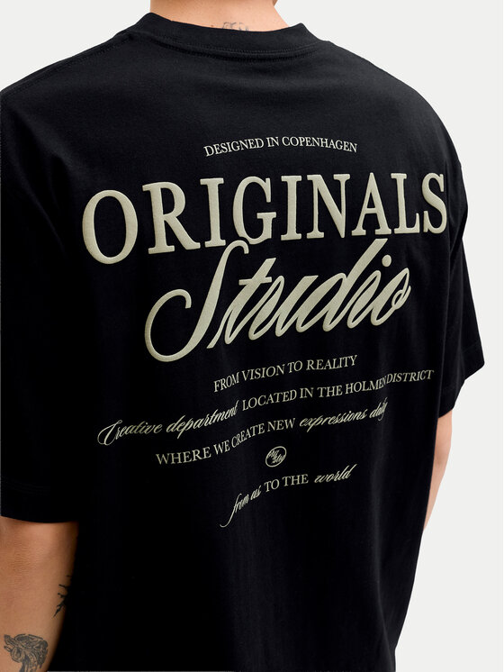 Jack & Jones Jack & Jones Tricou Norrebro Typo 12282898 Negru Regular Fit