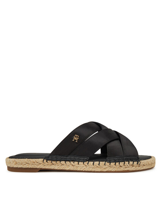 Tommy Hilfiger Tommy Hilfiger Espadrilles Satin Espadrille Mule FW0FW08502 Fekete