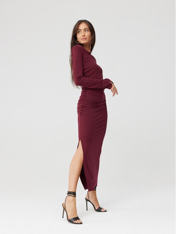 Roco Fashion Roco Fashion Sukienka codzienna Vespera Bordowy Slim Fit