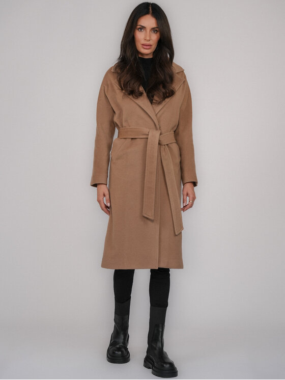 FAN LEATHER FAN LEATHER Płaszcz przejściowy Wełniany z Podpinką Beżowy Loose Fit