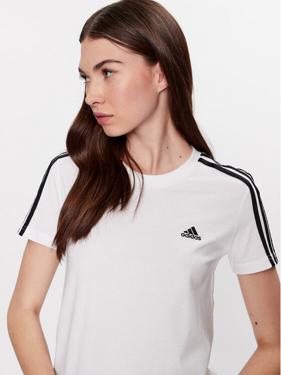 adidas adidas Marškinėliai Essentials Slim 3-Stripes T-Shirt GL0783 Balta Slim Fit