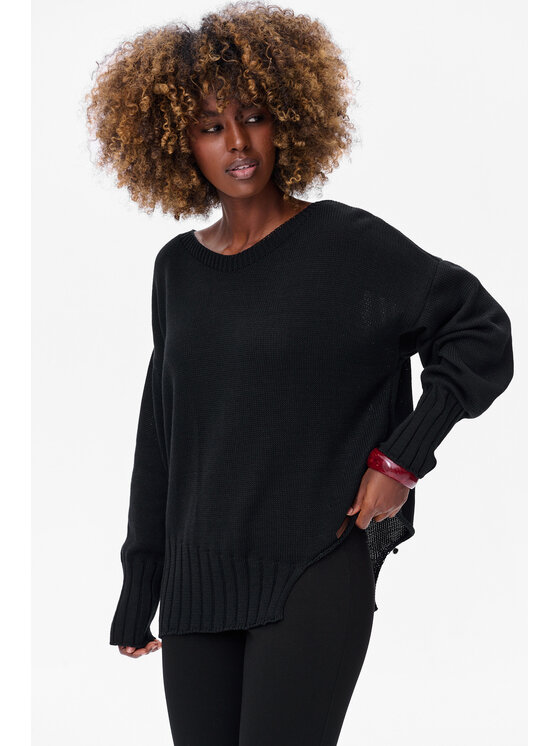 blue shadow blue shadow Sweter Bocq Czarny Regular Fit