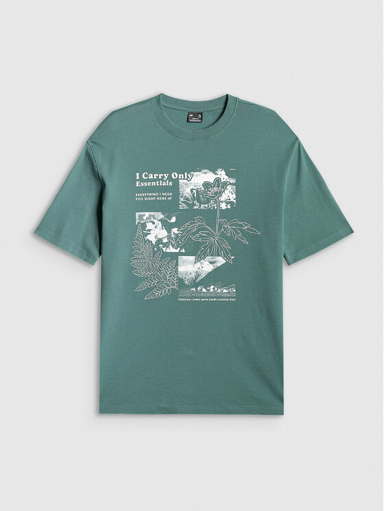 4F 4F T-Shirt CAMP Turkusowy Loose Fit