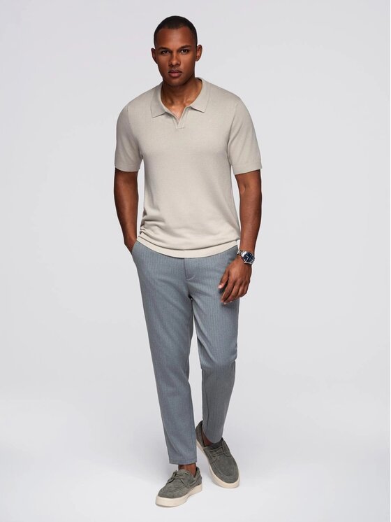 Ombre Ombre Polo OM-POSS-0159 Szary Slim Fit