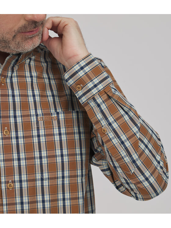 Lee Cooper Lee Cooper Koszula jeansowa LLOYD Brązowy Comfort Fit