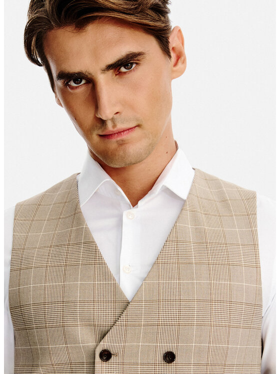 Pako Lorente Pako Lorente Kamizelka garniturowa P26SF-8X-015 Beżowy Slim Fit