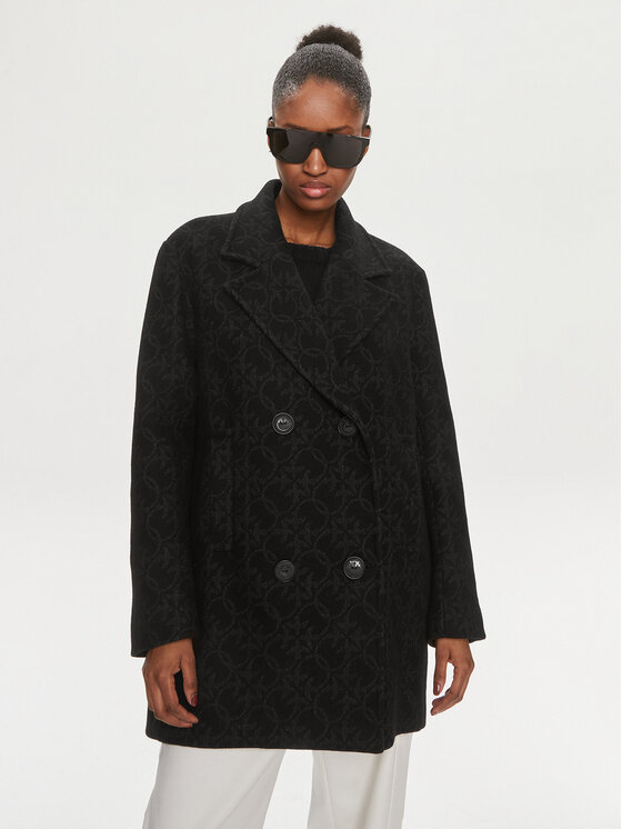 Pinko Vlnený kabát 101875 Y82W Čierna Regular Fit