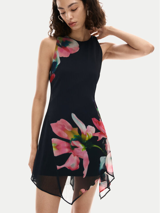 Desigual Desigual Rochie de vară Nala 26SWVW46 Negru Slim Fit