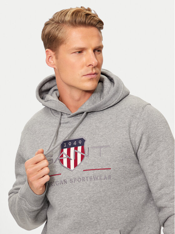 Gant Gant Bluza Archive Shield 2047082 Szary Regular Fit
