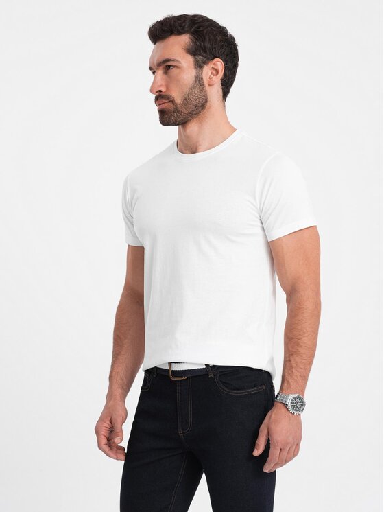 Ombre Ombre T-Shirt OM-TSBS-0146 Biały Regular Fit