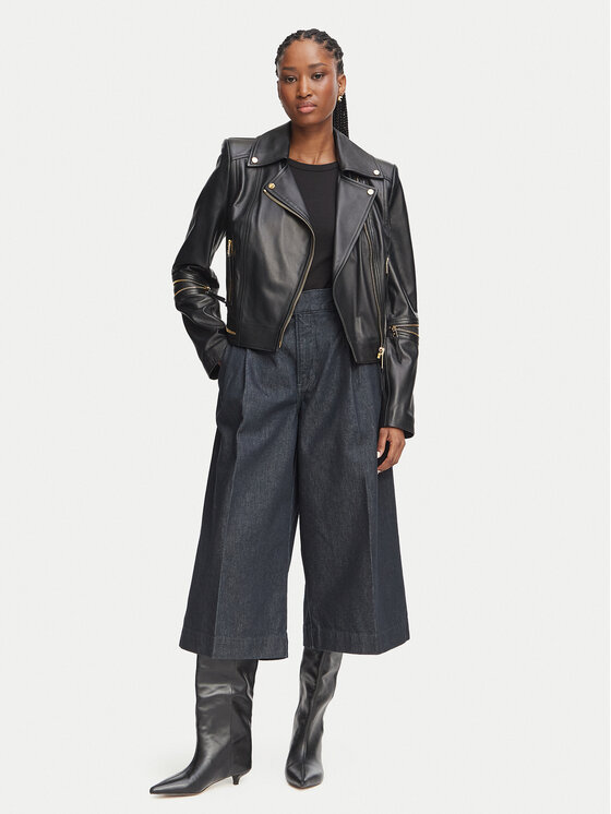 Elisabetta Franchi Elisabetta Franchi Odinė striukė GD-01Z-66E2-V1490 Juoda Regular Fit