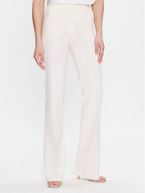 Marella Marella Kalhoty z materiálu Morena 2331312231 Écru Straight Fit