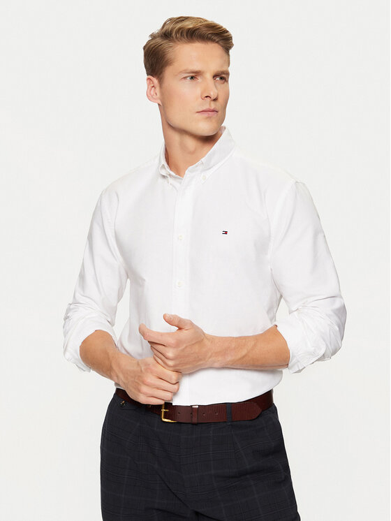 Tommy Hilfiger Męska Koszula, rozmiar XL, Biała, Solid Heritage MW0MW35774