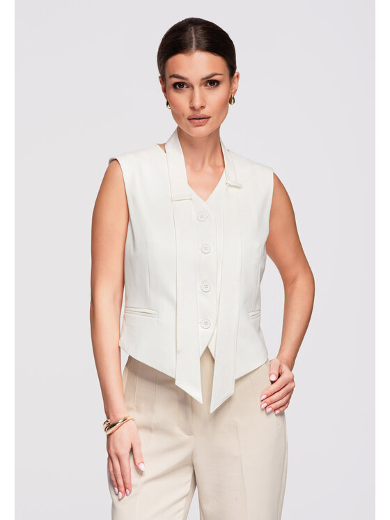 Ombre Ombre Kamizelka OW-VE-E0004 Biały Slim Fit