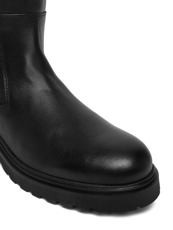 Tommy Hilfiger Tommy Hilfiger Kozačky Th Lthr Cleated Long Boot FW0FW08985 Černá