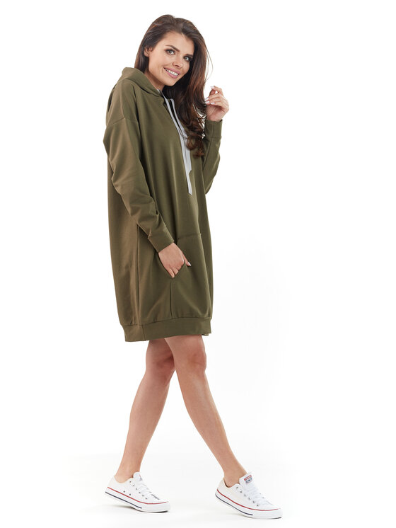 Awama Awama Vestito di maglia A212 Cachi Basic Fit