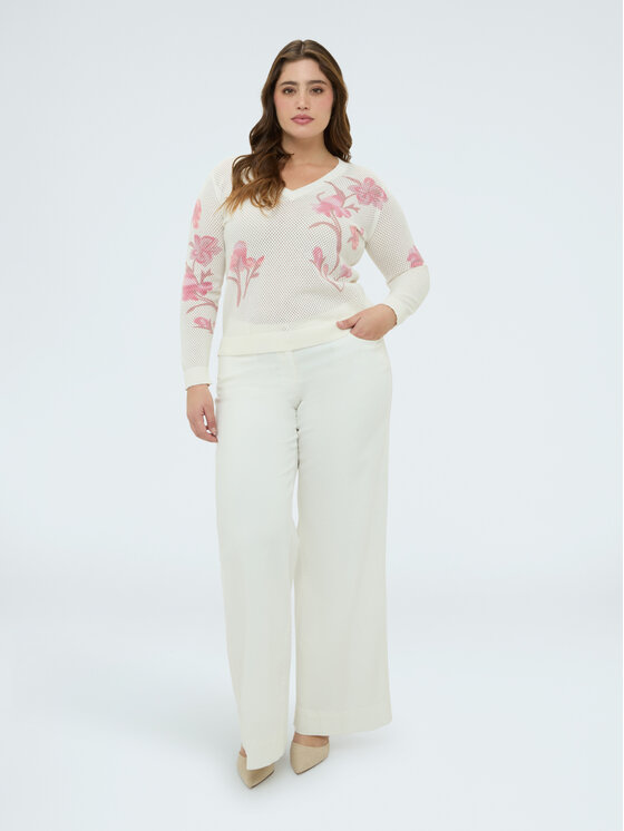 Fiorella Rubino Fiorella Rubino Sweter M201L008478N0S1 Biały Regular Fit
