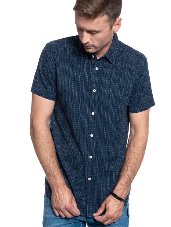 Mustang Mustang Camicia COLLIN DOBBY SHIRT Blu Regular Fit