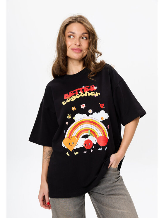 Mirons Mirons T-Shirt Print Biały Oversize