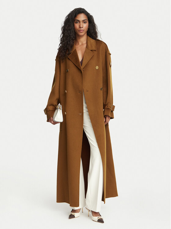 Elisabetta Franchi Elisabetta Franchi Płaszcz wełniany CP-02D-66E2-V790 Brązowy Regular Fit