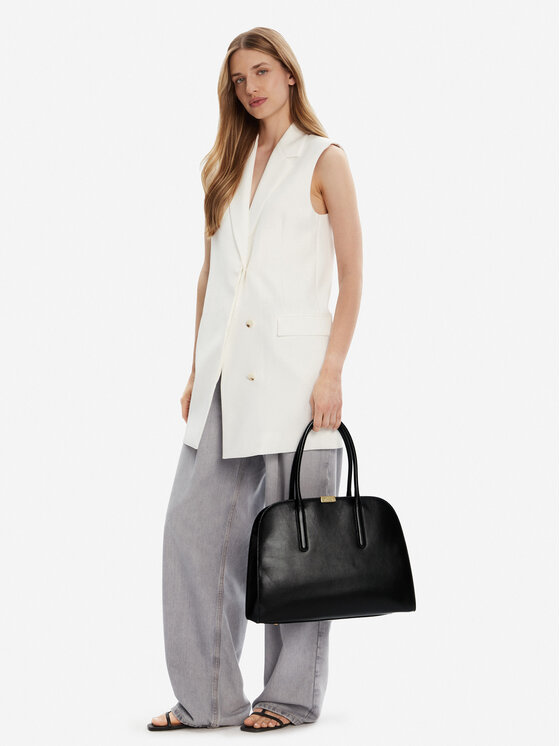 Tommy Hilfiger Geantă Iconic Leather Tote AW0AW18206 Negru
