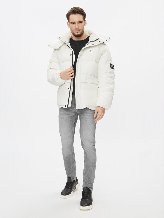 Calvin Klein Jeans Calvin Klein Jeans Žieminė striukė J30J323709 Écru Relaxed Fit