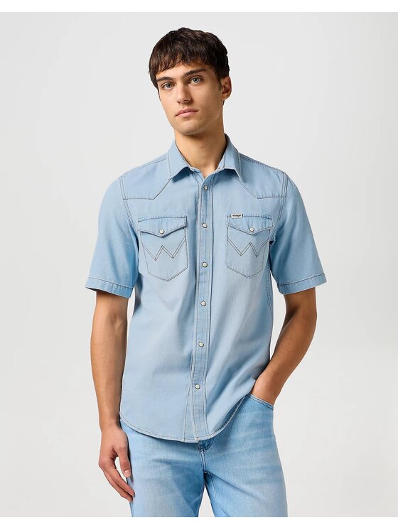 Wrangler Wrangler Koszula SS WESTERN SHIRT Niebieski Regular Fit