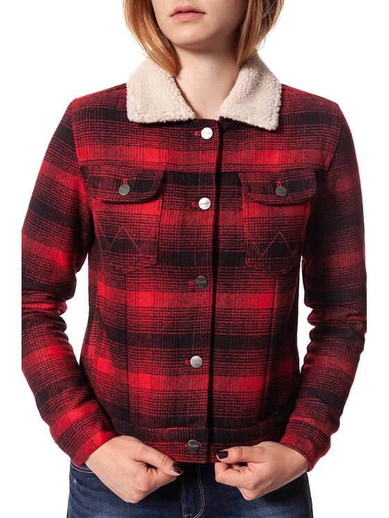 Wrangler Wrangler Kurtka damska SHERPA JACKET Czarny Regular Fit