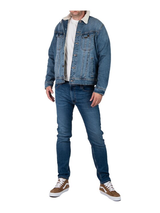 Lee Lee Kurtka jeansowa SHERPA JACKET Niebieski Regular Fit