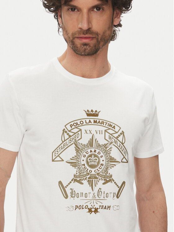 La Martina La Martina T-shirt Aloysius MARG30 JS206 Bijela Regular Fit