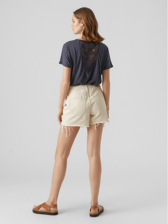 Vero Moda Vero Moda Pantaloni scurți de blugi Zuri 10286387 Écru Loose Fit