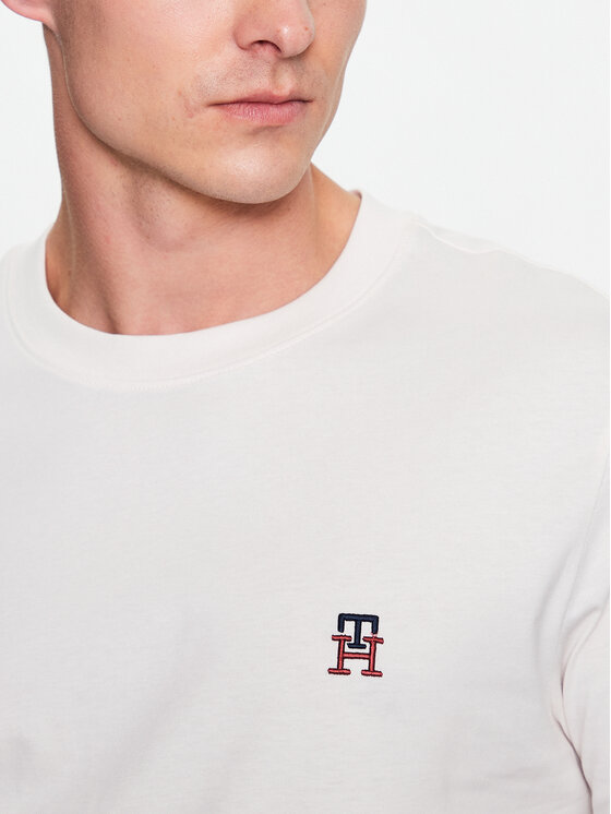 Tommy Hilfiger T-Shirt Small Imd MW0MW30054 Écru Regular Fit
