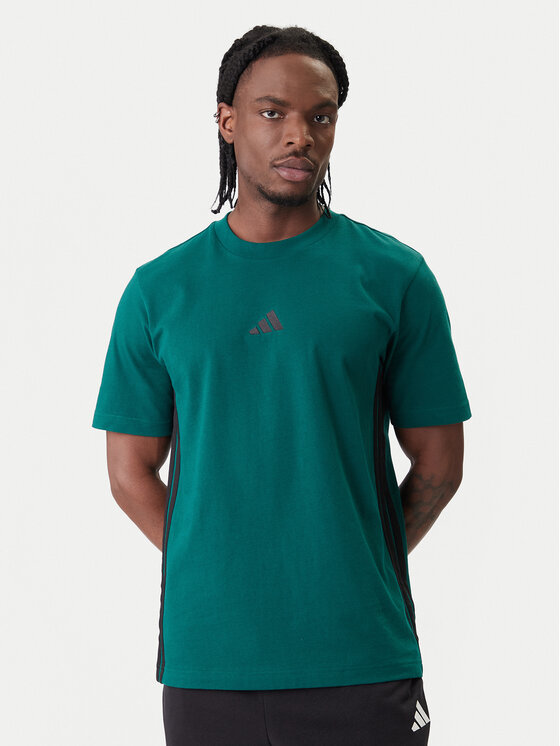 adidas adidas Tričko Essentials 3-Stripes JD1905 Zelená Regular Fit