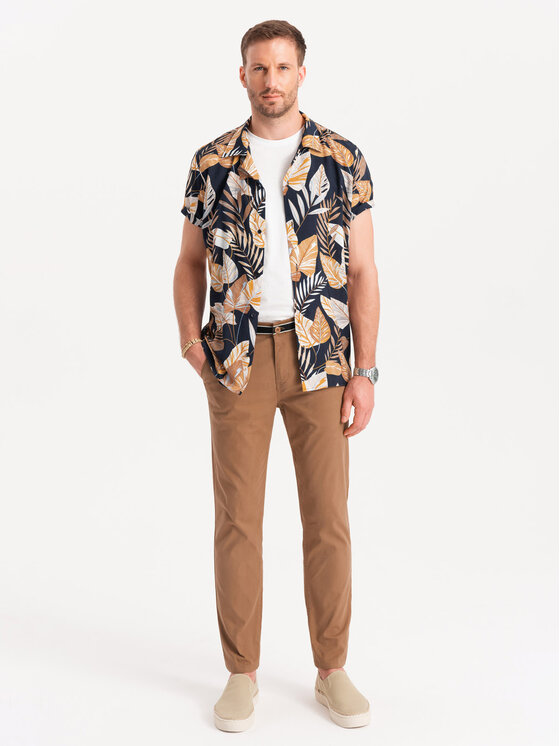 Ombre Ombre Chino kalhoty OM-PACP-0118 Hnědá Regular Fit