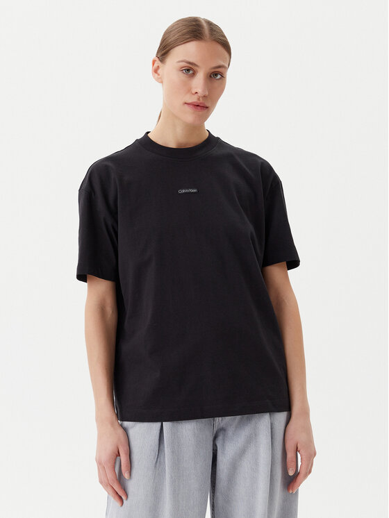 Calvin Klein Jeans Tričko Placed Institutional J20J225539 Čierna Relaxed Fit