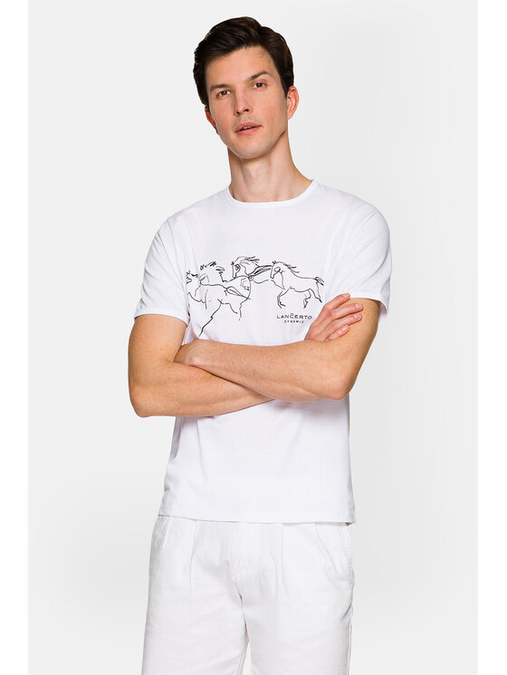 Lancerto Lancerto T-Shirt Alfred TS073221000032 Biały Regular Fit