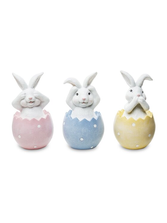 MIAhome MIAhome Figurka 3 króliczki w kolorowych skorupkach 12x6,5x6,5 cm Kolorowy