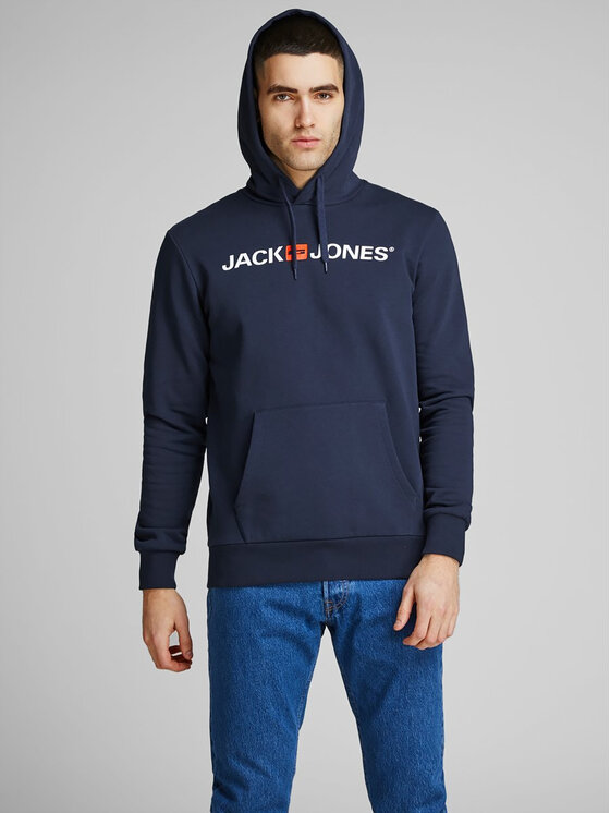 Jack&Jones Džemperis ar kapuci Corp Old Logo 12137054 Tumši zils Regular Fit