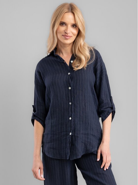 Perso Perso Bluzka CHLE255445F Granatowy Regular Fit